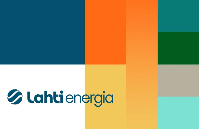 Lahti Energian uudet brändivärit ovat Vesijärven-sininen ja keltaoranssi. Lisäväreinä vihreän ja harmaan sävyjä.
